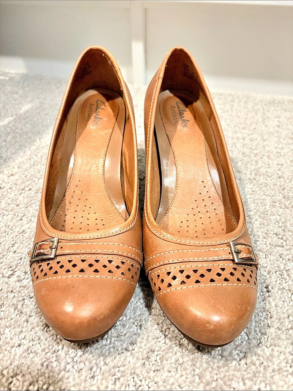 Clarks Artisan Leather Heels in Brown